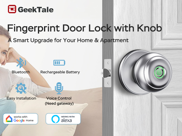 fingerprint door lock with knob