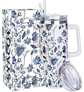 40 oz Tumbler with Handle and Straw, Stainless Steel Insulated Tumbler with Leak Proof Lid and St...