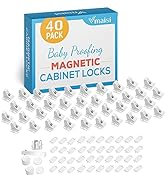 Vmaisi Adhesive Magnetic Locks for Cabinets &amp; Drawers (40 Locks and 4 Keys)