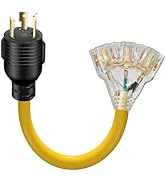 LAZMUMI 30 Amp to 110 Outdoor Generator Adapter Power Cord, 3 Prong Locking 30 Amp to 15 Amp Gene...