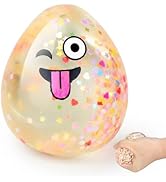 Glitter Easter Egg Squishy Toy, Soft TPR Stress Balls Toys with Gold Neon Flakes for Anxiety Reli...