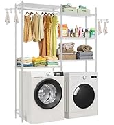 VEVOR Over The Washer and Dryer Storage Shelf, 5 Tier Laundry Room Drying Rack with Hanger Rod an...