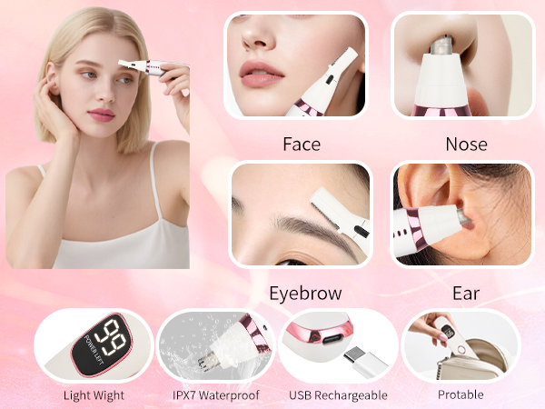 Mendaping 2025 Rechargeable Nose and Ear Hair Trimmer With LED Dispaly for Women Men