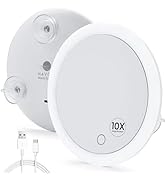Mavoro 6.8" LED Magnifying Mirror with 3 Strong Suction Cups | 10X Magnification | Portable Light...