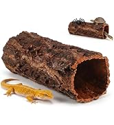 DOITOOL Reptile Hideout Cork Bark Wood Log for Leopard Gecko Snake Lizard Tree Trunk Terrarium Ha...