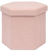 B FSOBEIIALEO Storage Ottoman Cube Hexagonal Pouf Ottomans, Foot Rest Seat for Sofa Footrest Entr...
