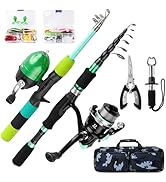 Family Fishing Pole Combo 2PCS Parent-Child Portable Travel Fishing Kit, 6.89FT+4.92FT Telescopic...