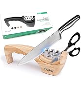 Ginkick Kitchen Knife Sharpener, 4 Stage Handheld Sharpeners, Slip Resistant, Easily Restore Stee...