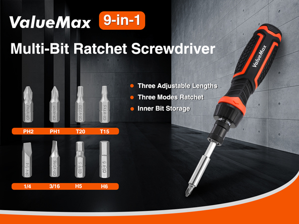 Ratcheting Screwdriver 9-In-1 Multi Screwdriver