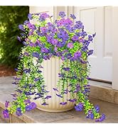 Evoio Artificial Hanging Flowers for Outdoors, 2PCS Faux Silk Daisy Outdoor Flowers UV Resistant ...