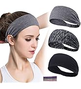 HDZIYU Twist Knot Headbands for Women Men (3 Pack), Women Yoga Sport Headbands, Sweat Workout Hea...
