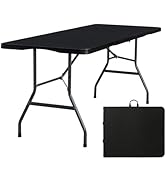 Byliable Folding Table 6ft Portable Heavy Duty Plastic Fold-in-Half 6 Foot Foldable Table Utility...