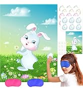 NEBURORA Pin The Tail on The Bunny with 24Pcs Bunny Tails, Happy Easter Party Game for Kids Party...