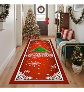 Christmas Runner Rug for Hallway Kitchen Rugs Runner, Santa Welcome Non Slip Washable 6 ft Long R...