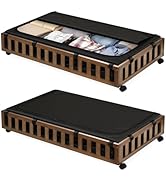 Gashell 2 Pack Bamboo Under Bed Storage with Wheels, 39”x20”x7.8” Lager Under Bed Storage Contain...