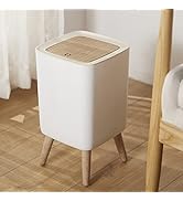 URALFA 7 L / 1.8 Gallon Square Trash Can with Lid, Small Bathroom Garbage Can with Pop-Up Lid, Do...