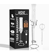 Milk Frother for Coffee, Rechargeable Electric Handheld Frother Wand with Dual Whisk, 3 Speed Set...