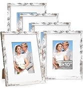 Distressed White 8x10 Picture Frame, Picture Frames 8x10 Wooden Picture Frames with Real Glass, R...