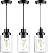 WimiSom Industrial Pendant Lighting, Modern Clear Glass Shade Farmhouse Adjustable Hanging Light ...