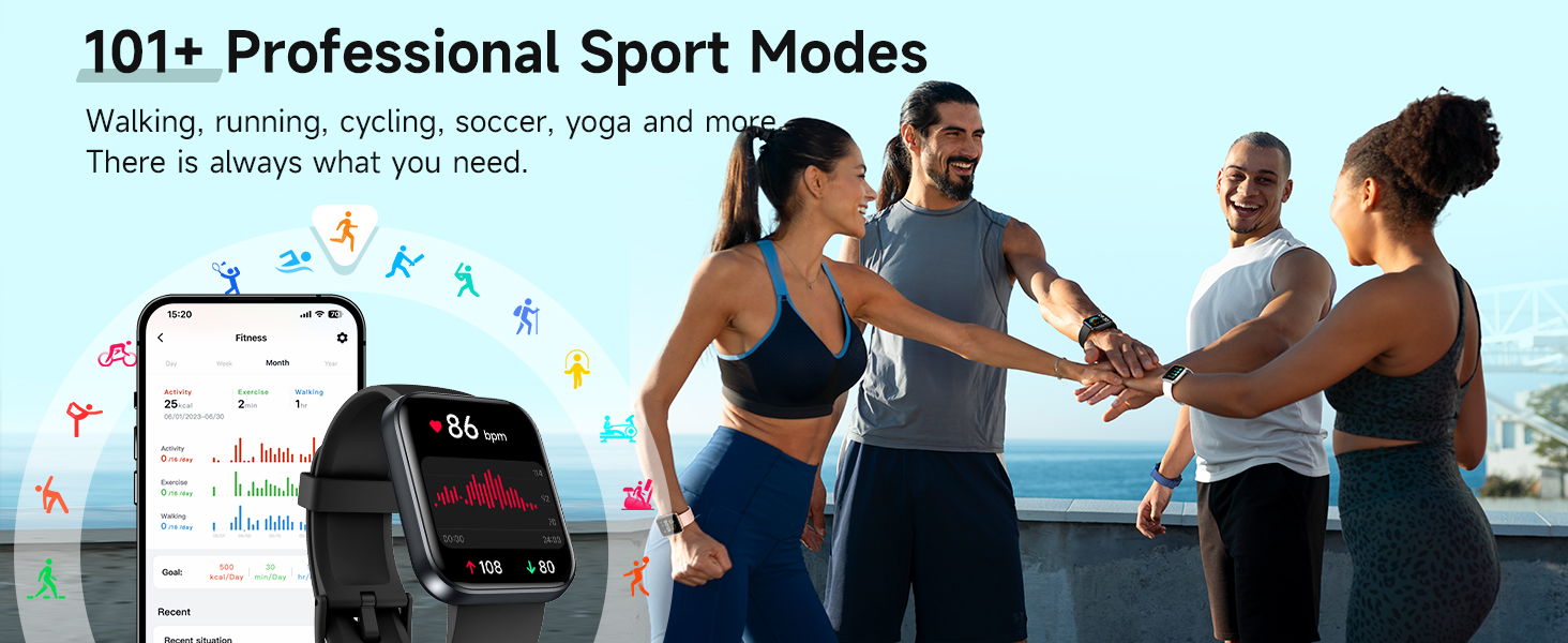 Smartwatch with Bluetooth Calls, Heart Rate/Sleep/SpO2 Monitor, IP68 Waterproof Fitness Tracker