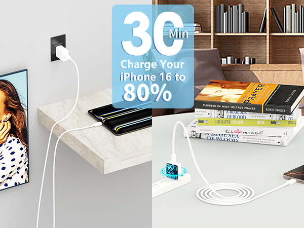 MFi Certified iPhone 16 Charger Fast Charging 2Pack 20W USB C Power Adapter Type C Wall Charge Block