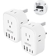 2 Pack US to UK Ireland Travel Plug Adapter, LENCENT Grounded Type G Outlet Adaptor with 4 USB Ch...