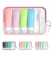 KLKE 16-Piece Silicone Travel Bottles Set – TSA Approved Leakproof Toiletry Kit with Flat Easy-Sq...