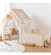 besrey Kids Play Tent with Enclosure, Toddler Tent 2 in 1 with Padded Mat and Lights, Large Playh...