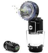 Solar Powered Camping Fan w/ Lantern, DIBMS Collapsible Solar Powered USB Rechargeable &amp; Battery ...
