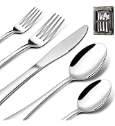 40-Piece Silverware Set Service for 8, Stainless Steel Flatware Cutlery Set, Kitchen Tableware Se...