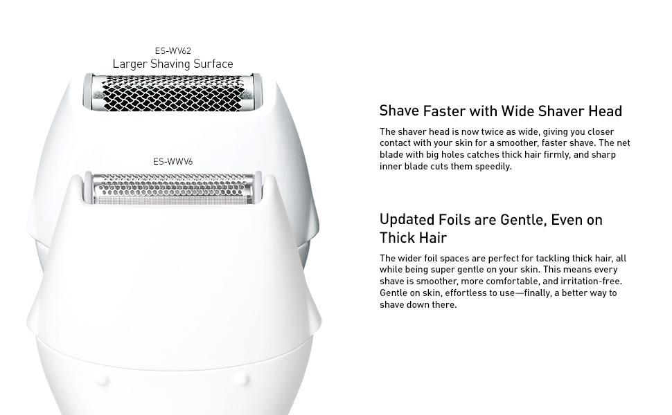 Shave faster with wider head updated foils for faster shaving