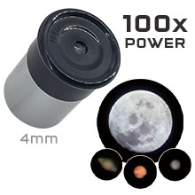 Close-up of high-power eyepiece, 4mm, 100x magnification power
