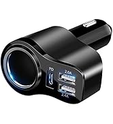 4 in 1 USB C Car Charger, 36W Multi USB Cigarette Lighter Adapter, Socket Splitter with 3 USB Por...