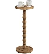 iFaveorr Small Side Table, Rubberwood? Drink Table for Small Spaces, Solid Wood Pedestal Coffee T...