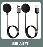 2 Pack 5FT for Samsung Galaxy Watch Charger Compatible with Watch 8/8 Classic/Ultra/7/6/6 Classic...