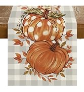 RABUSOFA Fall Table Runner 13x72 Inch Fall Decorations for Home | Pumpkins Seasonal Buffalo Plaid...