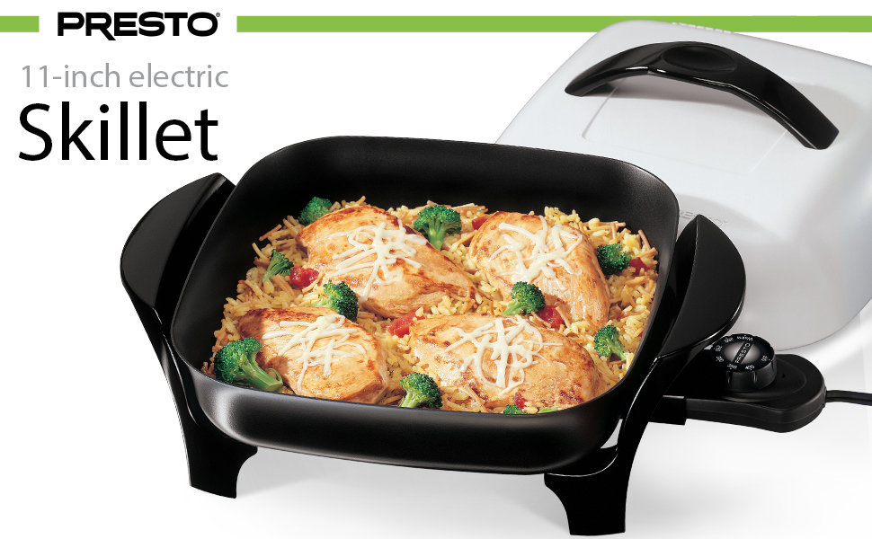 06620 11-Inch Electric Skillet, Black/White