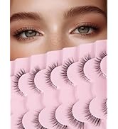 Cat Eyelashes Natural Eye Lashes 12mm False Lashes Wispy Thin Band 3D Volume Fake Eyelash C Curl ...