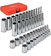JU JIAN TEC 47-Piece 1/4" Drive Impact Socket Set - Deep &amp; Shallow Socket Set SAE 5/32"-9/16" and...