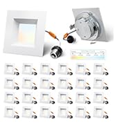 Anyhome 4 Inch Led Recessed Lights Square,Led Downlight Square White,with Baffle Anti-Glare,5CCT ...
