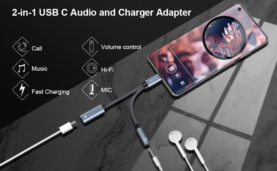 2in1 usb c audio and charger adapter