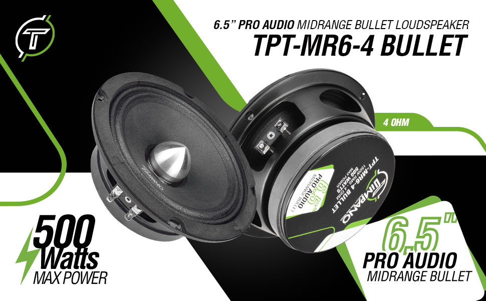 TPT-MR6-4 BULLET 6.5” Midrange Bullet Car Speaker 4 Ohm Shallow Mount