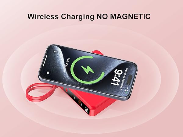 wireless charging bank with cables