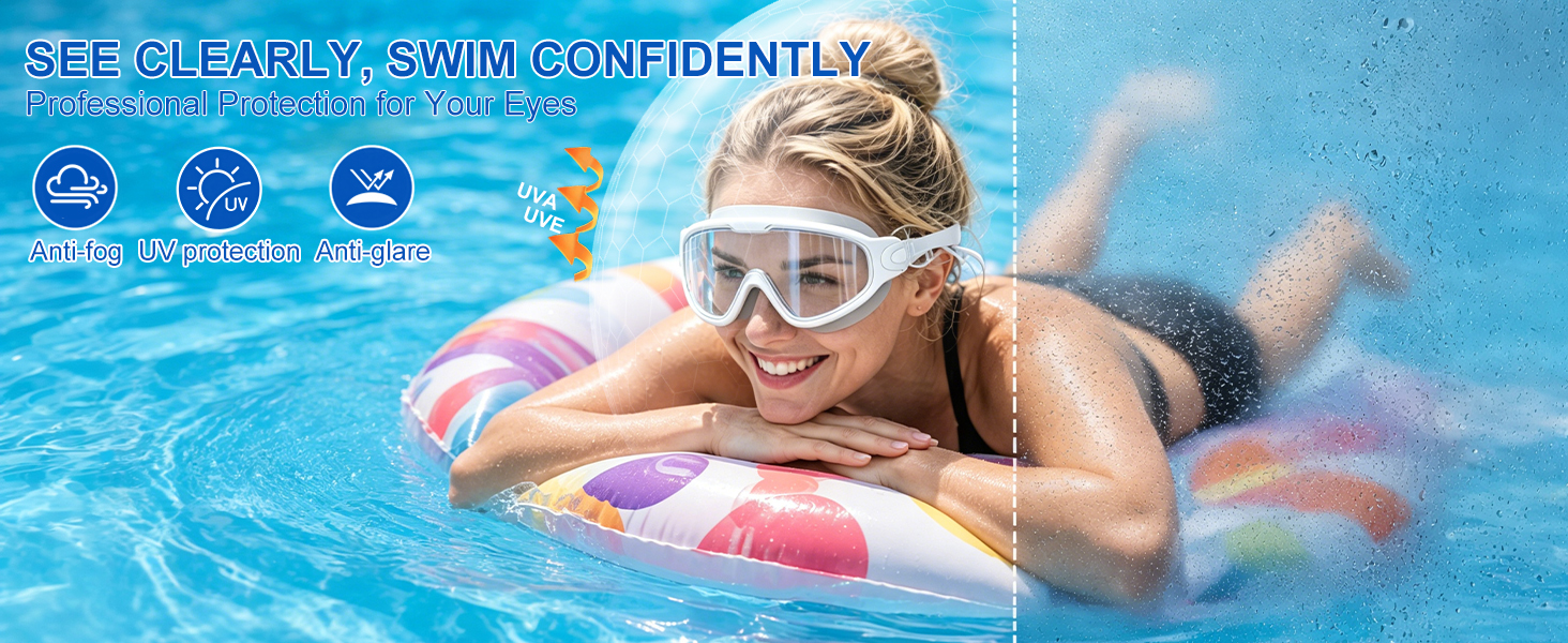 3 anti fog anti uv adult swim gogles