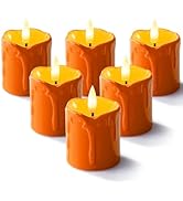 Homemory 2" x 2" Orange Flameless Votive Candles with Timer, Realistic Battery Operated Candles, ...