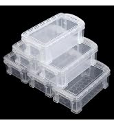 6 Pcs Mini Plastic Boxes, 5'' x 3'' x 1.8'' Small Clear Storage Containers with Locking Lids, Cle...
