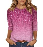 Zeagoo Women's Casual 3/4 Sleeve T-Shirts Round Neck Cute Tunic Tops Basic Tees Blouses Loose Fit...