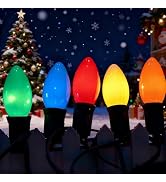 25Ft Multicolor Christmas Lights Outdoor, C9 7W Vintage Ceramic Valentine's Day String Lights wit...