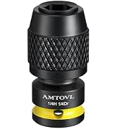 AMTOVL Impact to 1/4 Hex Converter - 1/2 INCH Drive Female to 1/4-Inch Allen Adapter, Universal J...