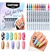 IOMDRWU Nail Art Pens, 12 Color Nail Art Markers, 0.7mm Fine Tip Waterproof Quick-Drying Polish P...